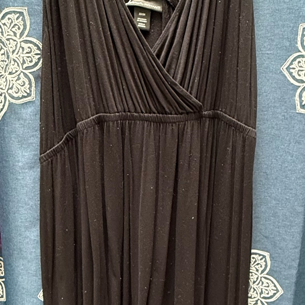 Lane Bryant Black Pleated Wrap Maxi Dress
